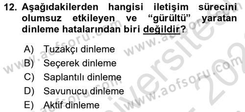 Temel Bilgi Teknolojileri Dersi 2025 - 2026 Yılı (Final) Dönem Sonu Sınav Soruları 12. Soru