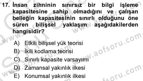 Temel Bilgi Teknolojileri Dersi 2025 - 2026 Yılı (Final) Dönem Sonu Sınav Soruları 17. Soru