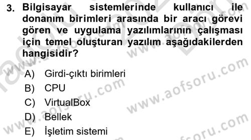 Temel Bilgi Teknolojileri Dersi 2025 - 2026 Yılı (Final) Dönem Sonu Sınav Soruları 3. Soru