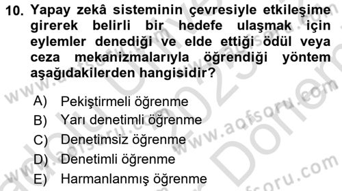 Dijital Toplum Teknolojileri Dersi 2025 - 2026 Yılı (Final) Dönem Sonu Sınav Soruları 10. Soru