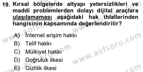 Dijital Toplum Teknolojileri Dersi 2025 - 2026 Yılı (Final) Dönem Sonu Sınav Soruları 19. Soru