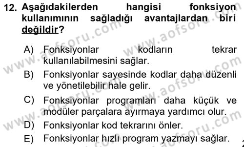 Programlama 2 Dersi 2022 - 2023 Yılı (Vize) Ara Sınav Soruları 12. Soru
