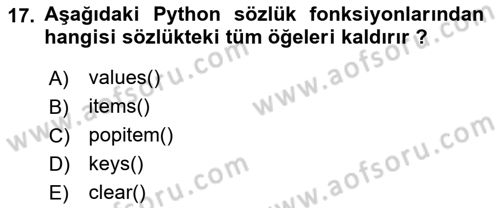 Programlama 2 Dersi 2022 - 2023 Yılı (Vize) Ara Sınav Soruları 17. Soru