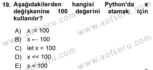 Programlama 2 Dersi 2022 - 2023 Yılı (Vize) Ara Sınav Soruları 19. Soru