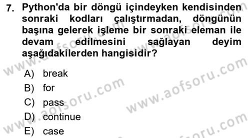 Programlama 2 Dersi 2022 - 2023 Yılı (Vize) Ara Sınav Soruları 7. Soru