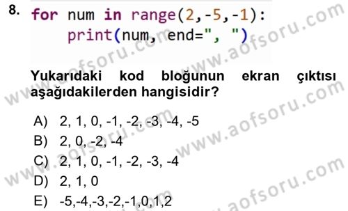 Programlama 2 Dersi 2022 - 2023 Yılı (Vize) Ara Sınav Soruları 8. Soru