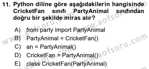 Programlama 2 Dersi 2022 - 2023 Yılı (Final) Dönem Sonu Sınav Soruları 11. Soru
