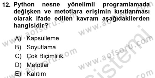 Programlama 2 Dersi 2022 - 2023 Yılı (Final) Dönem Sonu Sınav Soruları 12. Soru