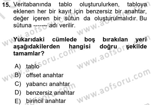 Programlama 2 Dersi 2022 - 2023 Yılı (Final) Dönem Sonu Sınav Soruları 15. Soru
