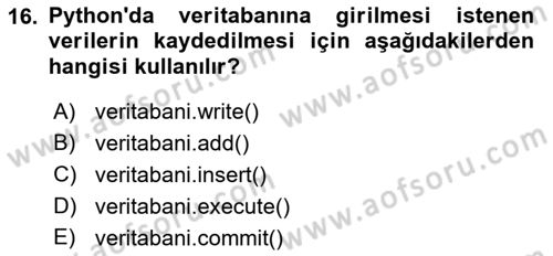 Programlama 2 Dersi 2022 - 2023 Yılı (Final) Dönem Sonu Sınav Soruları 16. Soru