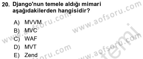 Programlama 2 Dersi 2022 - 2023 Yılı (Final) Dönem Sonu Sınav Soruları 20. Soru