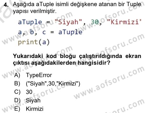 Programlama 2 Dersi 2022 - 2023 Yılı (Final) Dönem Sonu Sınav Soruları 4. Soru