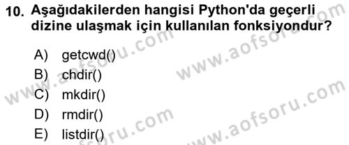 Programlama 2 Dersi 2022 - 2023 Yılı Yaz Okulu Sınavı 10. Soru