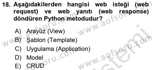 Programlama 2 Dersi 2022 - 2023 Yılı Yaz Okulu Sınavı 18. Soru