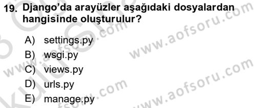 Programlama 2 Dersi 2022 - 2023 Yılı Yaz Okulu Sınavı 19. Soru