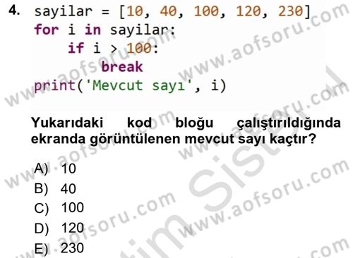 Programlama 2 Dersi 2022 - 2023 Yılı Yaz Okulu Sınavı 4. Soru