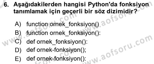 Programlama 2 Dersi 2022 - 2023 Yılı Yaz Okulu Sınavı 6. Soru