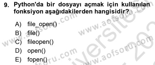 Programlama 2 Dersi 2022 - 2023 Yılı Yaz Okulu Sınavı 9. Soru