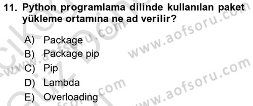 Programlama 2 Dersi 2023 - 2024 Yılı (Vize) Ara Sınavı 11. Soru