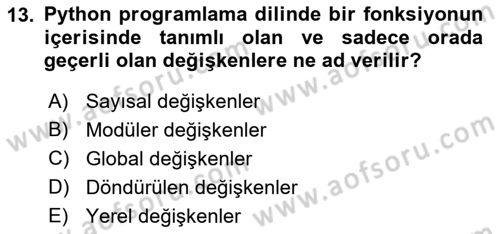 Programlama 2 Dersi 2023 - 2024 Yılı (Vize) Ara Sınavı 13. Soru