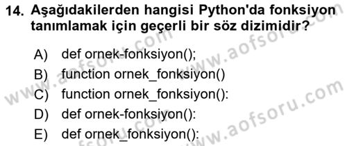 Programlama 2 Dersi 2023 - 2024 Yılı (Vize) Ara Sınavı 14. Soru