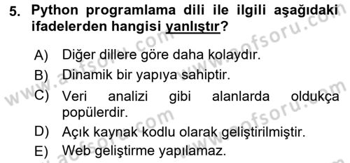 Programlama 2 Dersi 2023 - 2024 Yılı (Vize) Ara Sınavı 5. Soru