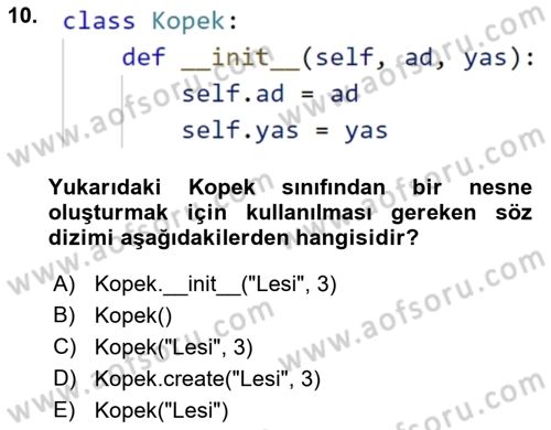 Programlama 2 Dersi 2023 - 2024 Yılı (Final) Dönem Sonu Sınav Soruları 10. Soru