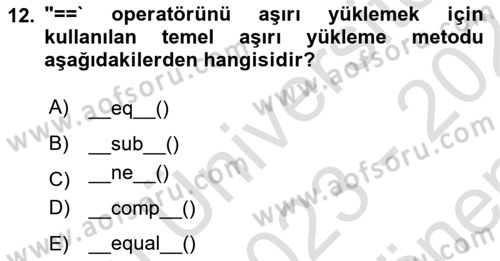 Programlama 2 Dersi 2023 - 2024 Yılı (Final) Dönem Sonu Sınav Soruları 12. Soru