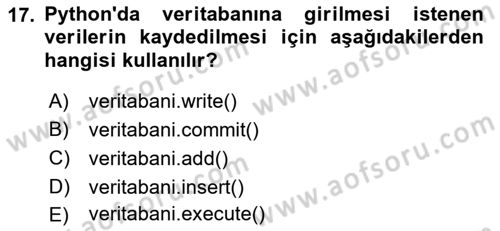 Programlama 2 Dersi 2023 - 2024 Yılı (Final) Dönem Sonu Sınav Soruları 17. Soru