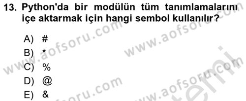 Programlama 2 Dersi 2024 - 2025 Yılı (Vize) Ara Sınav Soruları 13. Soru