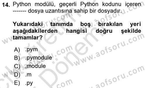 Programlama 2 Dersi 2024 - 2025 Yılı (Vize) Ara Sınav Soruları 14. Soru