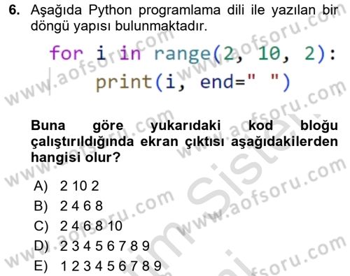 Programlama 2 Dersi 2024 - 2025 Yılı (Vize) Ara Sınav Soruları 6. Soru
