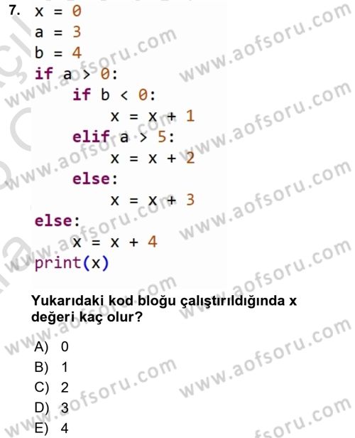 Programlama 2 Dersi 2024 - 2025 Yılı (Vize) Ara Sınav Soruları 7. Soru