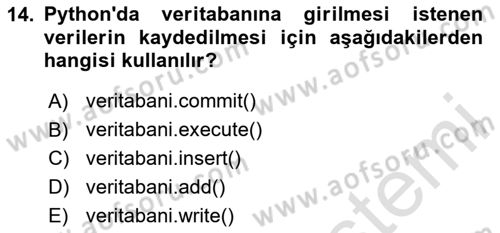 Programlama 2 Dersi 2024 - 2025 Yılı (Final) Dönem Sonu Sınav Soruları 14. Soru