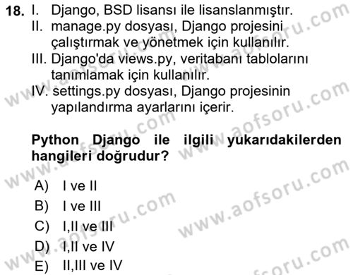 Programlama 2 Dersi 2024 - 2025 Yılı (Final) Dönem Sonu Sınav Soruları 18. Soru