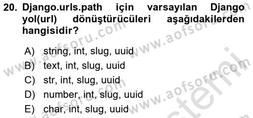 Programlama 2 Dersi 2024 - 2025 Yılı (Final) Dönem Sonu Sınav Soruları 20. Soru