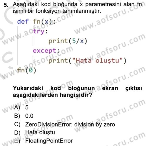 Programlama 2 Dersi 2024 - 2025 Yılı (Final) Dönem Sonu Sınav Soruları 5. Soru