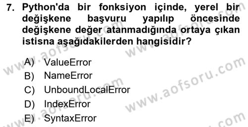 Programlama 2 Dersi 2024 - 2025 Yılı (Final) Dönem Sonu Sınav Soruları 7. Soru