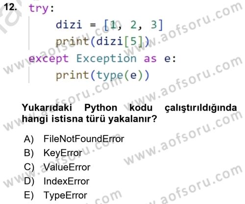 Programlama 2 Dersi 2024 - 2025 Yılı Yaz Okulu Sınav Soruları 12. Soru