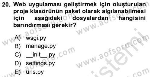 Programlama 2 Dersi 2024 - 2025 Yılı Yaz Okulu Sınav Soruları 20. Soru