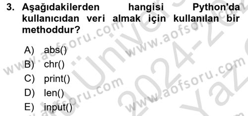 Programlama 2 Dersi 2024 - 2025 Yılı Yaz Okulu Sınav Soruları 3. Soru