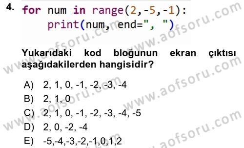 Programlama 2 Dersi 2024 - 2025 Yılı Yaz Okulu Sınav Soruları 4. Soru