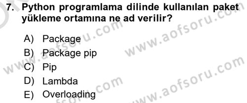 Programlama 2 Dersi 2024 - 2025 Yılı Yaz Okulu Sınav Soruları 7. Soru