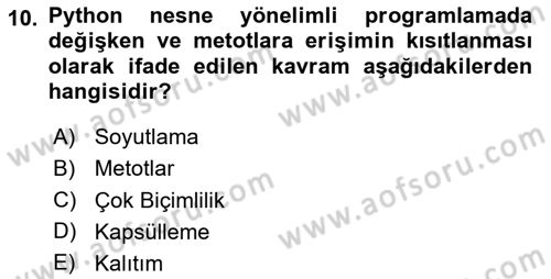 Programlama 2 Dersi 2025 - 2026 Yılı (Final) Dönem Sonu Sınav Soruları 10. Soru