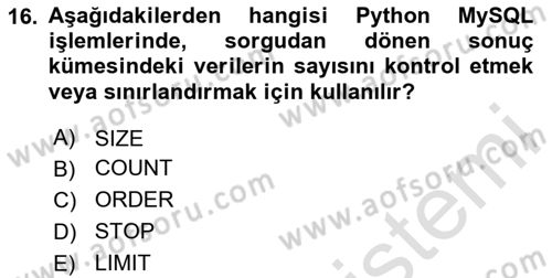 Programlama 2 Dersi 2025 - 2026 Yılı (Final) Dönem Sonu Sınav Soruları 16. Soru