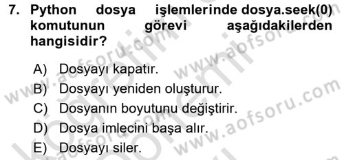 Programlama 2 Dersi 2025 - 2026 Yılı (Final) Dönem Sonu Sınav Soruları 7. Soru