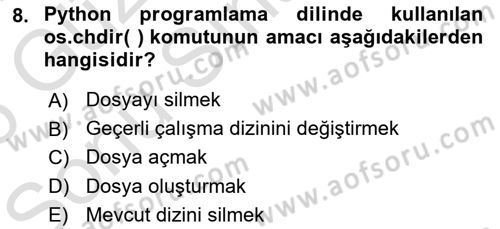 Programlama 2 Dersi 2025 - 2026 Yılı (Final) Dönem Sonu Sınav Soruları 8. Soru