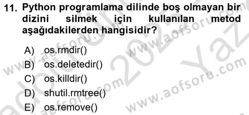 Programlama 2 Dersi 2025 - 2026 Yılı Yaz Okulu Sınav Soruları 11. Soru