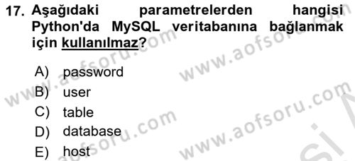 Programlama 2 Dersi 2025 - 2026 Yılı Yaz Okulu Sınav Soruları 17. Soru