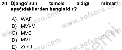 Programlama 2 Dersi 2025 - 2026 Yılı Yaz Okulu Sınav Soruları 20. Soru